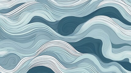 Fototapeta premium Abstract Blue Waves Pattern Design Illustration