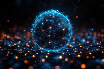 Cyber Sphere: A captivating visualization of interconnected data points forming a glowing sphere, showcasing the power of networks.