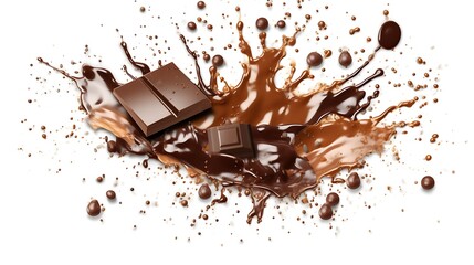 Fototapeta premium Delicious Chocolate Splashes With Candy Pieces