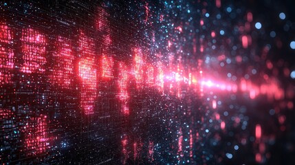 Obraz premium Global digital data flow, network connections, glowing background, technology concept, website banner