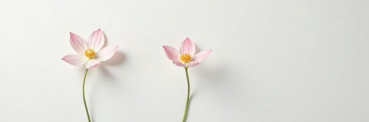 Obraz premium A single delicate flower isolated against a plain white, white, calm