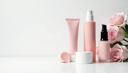 Clean, minimalist white backdrop for cosmetics , seamless, product photography, pure