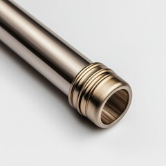 Polished Metal Pipe Close Up with a Detailed Threaded Edge