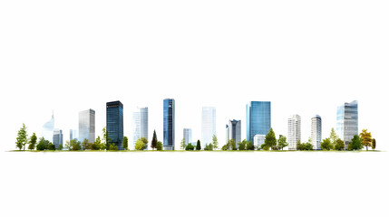 Fototapeta premium Modern City Skyline Illustration With Trees And Buildings