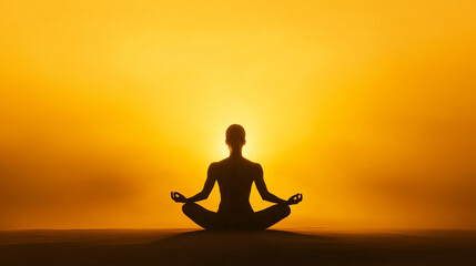 Yoga Silhouette at Sunrise - Peaceful Meditation and Wellness Concept