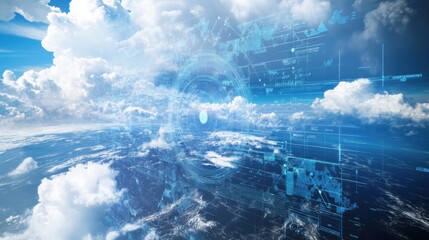 An AI powered system analyzing climate change data to predict extreme weather events, satellite data of Earth with real-time climate models and weather tracking, Environmental technology style