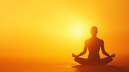 Yoga Silhouette at Sunrise - Peaceful Meditation and Wellness Concept