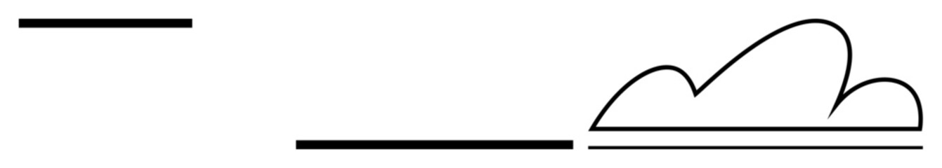 Horizontal lines and shapes forming a minimalist landscape with a cloud, symbolizing simplicity and nature. Ideal for freedom, calmness, creativity, minimalism, mindfulness, horizon, abstract flat