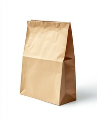 Light Brown Paper Bag on White Background