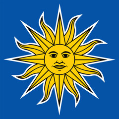 Sun of May in the flag of Uruguay vector illustration