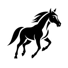 Obraz premium A black stallion silhouette vector illustration depicts a running equine mammal