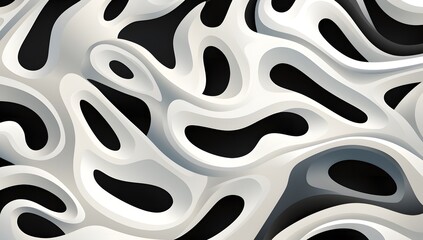 Abstract White Interlocking Shapes with Black Background Modern Creative Design