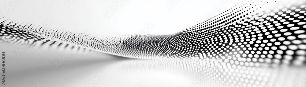 Poster Abstract Geometric Pattern with Optical Illusion in Black and White Modern Art Design with Wavy Lines and Dots on a Gradient Background for Creative Decoration