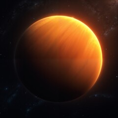 Stunning view of an orange planet in deep space with a glowing atmosphere and celestial backdrop
