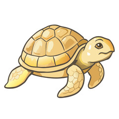 Naklejka premium an illustration of a cute turtle with a unique beige color. The turtle has a detailed shell pattern and expressive eyes
