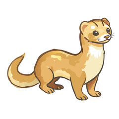 a charming illustration of a weasel, perfect for conveying wildlife and nature themes. The weasel stands proudly, its features delicately drawn and its fur depicted with meticulous detail
