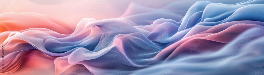 Poster Abstract Wavy Texture Background with Soft Gradient in Blue Purple and Pink Colors with Smooth Digital Rendering Style