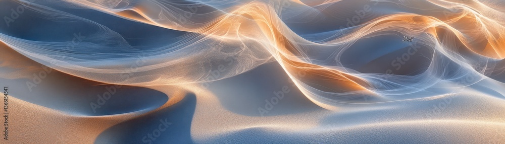 Aufkleber abstract wavy texture background in blue and gold soft light digital art design with smooth curve su