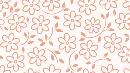 symmetrical orange floral design with paired leaves on a crisp white background, perfect for fabric patterns, wallpapers, gift wraps, stationery, and branding designs
