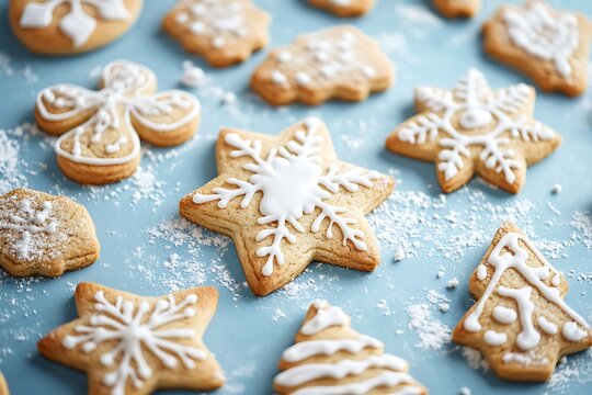 christmas cookies on a wooden background