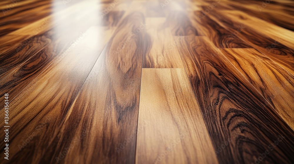 Aufkleber close up of rich brown wood floor with grain texture and polished finish in interior design and arch