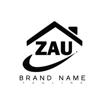 ZAU letter logo design. ZAU business and real estate monogram logo vector template.
