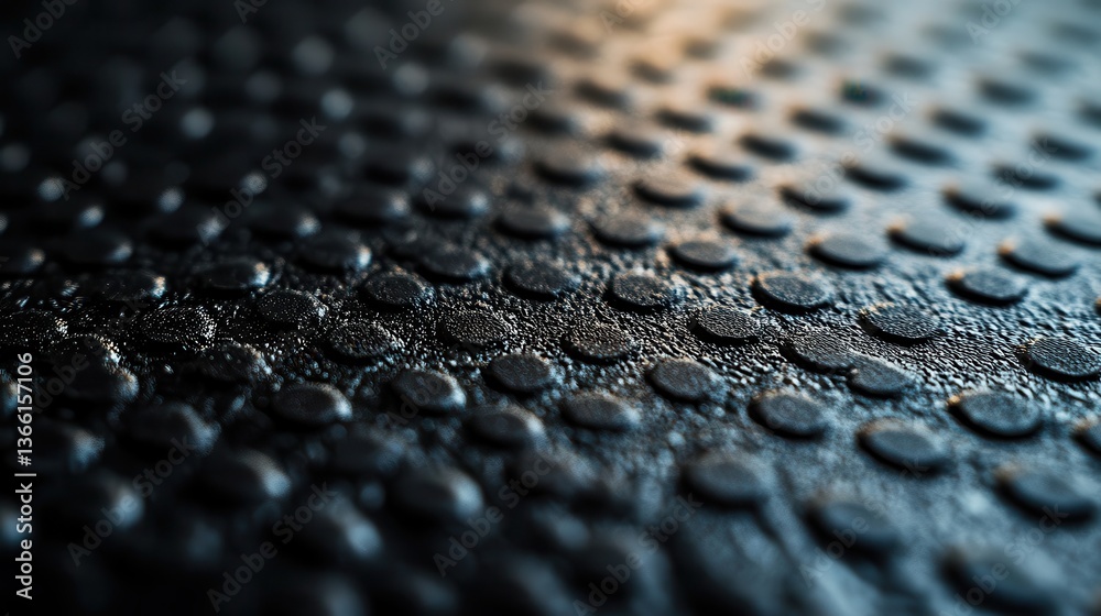 Aufkleber Detailed Black Dotted Surface Texture with Metallic Shine Dark Background Circular Patterns and Industrial Feel for Abstract Designs and Creative Backdrops