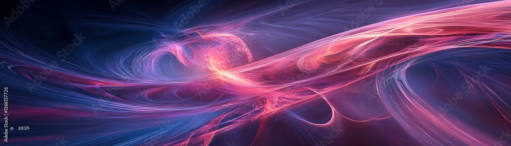 Aufkleber dynamic abstract nebula with pink and blue streaks with bright light emitting from flowing energetic
