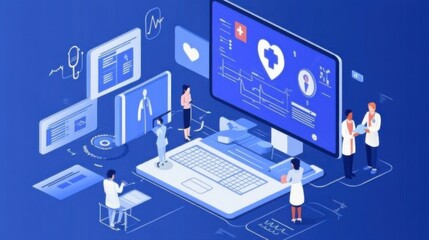 Obraz premium An AI powered telemedicine platform analyzing patient symptoms and medical history to offer virtual health consultations, Healthcare technology style, photo of