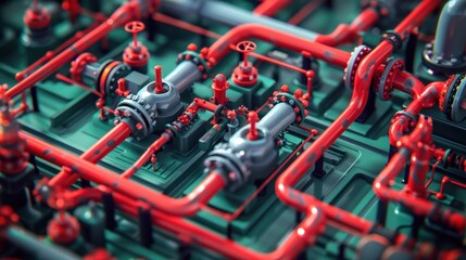 Fototapeta premium Industrial Pipeline System: A Detailed View of Complex Infrastructure Network