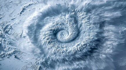 Powerful cyclonic storm captured over a polar region.