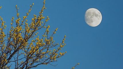 A crescent moon is visible in Germany's clear, blue morning sky.