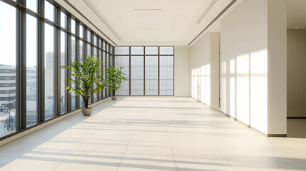 Fototapeta premium Empty Modern Office Space With City View