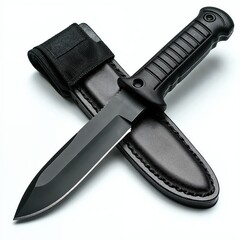 Tactical survival knife with sheath - durable black blade for outdoor adventure and camping