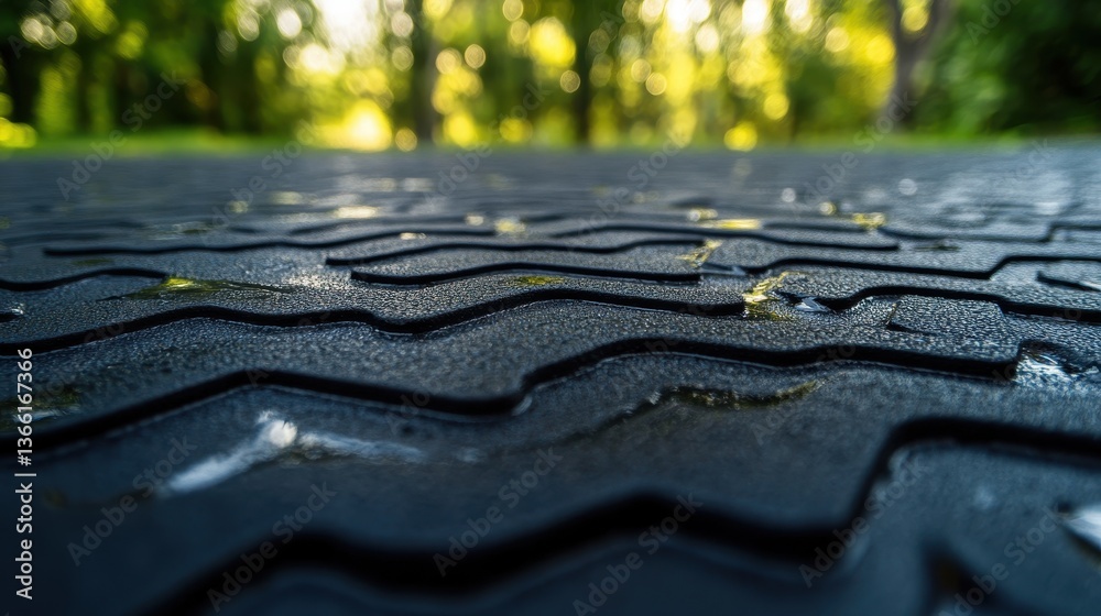 Poster Textured Black Zigzag Surface in Natural Lighting with a Seamless Geometric Pattern and an Abstract Wavy Design for Modern Outdoor Backgrounds