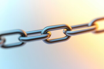 Obraz premium Metal chain links glimmer against soft gradient background, symb