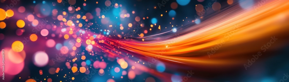 Aufkleber Vibrant Abstract Background with Orange and Blue Light Streaks and Bokeh Effects for Modern Design Projects and Festive Celebrations Creating a Dynamic and Energetic Atmosphere