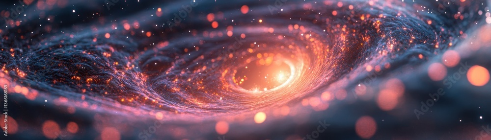 Poster Vibrant Galaxy with Swirling Nebula and Sparkling Stars in Deep Space with Abstract Cosmic Art and Futuristic Star Cluster Exploration with Light Flares and Spherical Whirlpool Elements