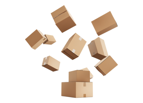 falling cardboard boxes
