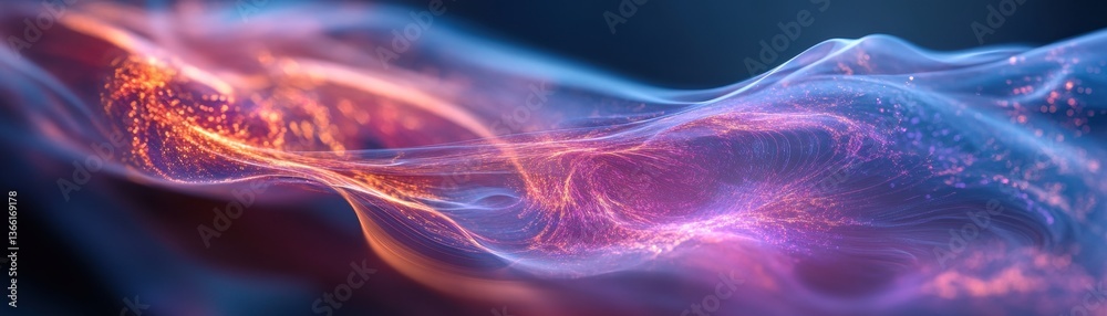 Aufkleber Abstract Background Featuring Swirling Waves of Blue and Purple Light with Dynamic Patterns Flowing Across the Dark Backdrop in a Modern Artistic Style