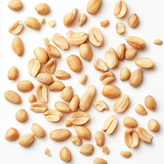 Obraz premium scatter lying Tasty and nutritious Peanuts on white background