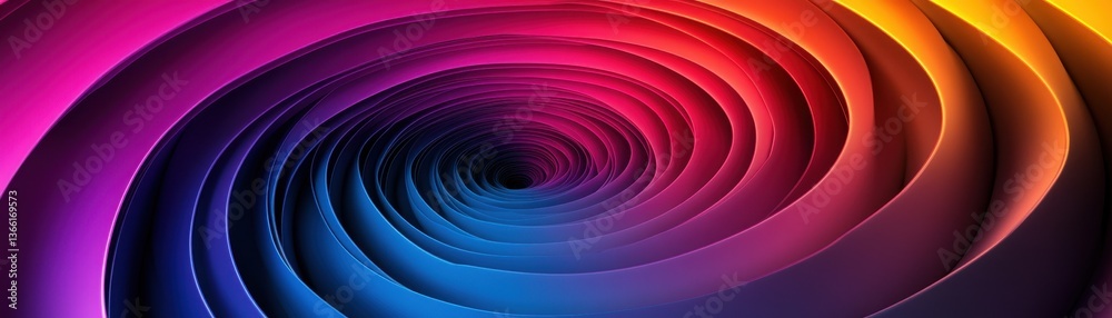 Fototapete Abstract Colorful Spiral Tunnel With Gradient Texture and Geometric Layers in a Modern Design With a Smooth Surface and a Sense of Motion and Depth