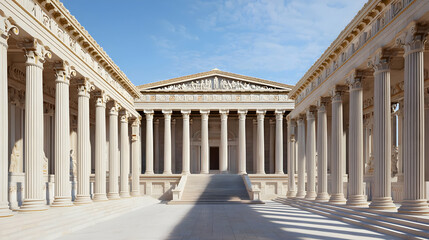 Obraz premium Grand Ancient Temple Exterior With White Columns