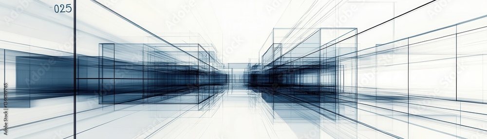Aufkleber Abstract Digital Data Network Design with Geometric Structure in Blue Tones Futuristic Technology Background and Modern Perspective Ideal for High Tech and Innovative Concepts