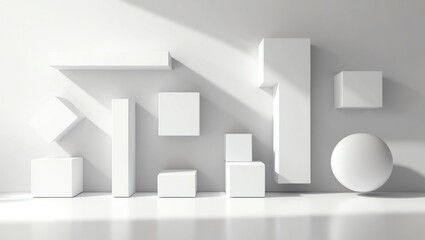 Elegant Minimal Background Featuring 3D Geometric Forms