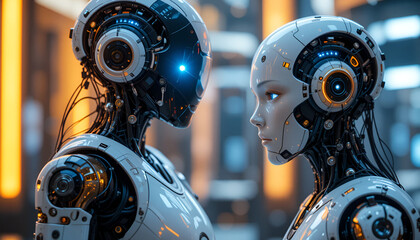 Fototapeta premium The Future of Robotics and Futuristic Technology: Advancing Human-Machine Interaction, Generative AI