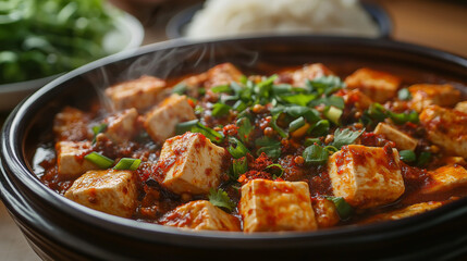 Fototapeta premium Authentic Mapo Tofu With Green Onions