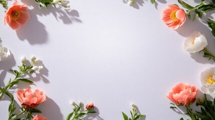 Soft pastel flowers frame an empty space, inviting creativity an