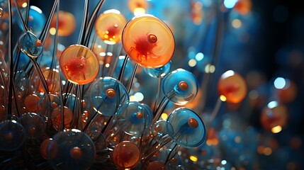 Abstract Glass Flower Bloom: A Digital Artwork of Vibrant, Translucent Floral Forms