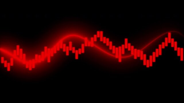 Red market chart of business decrease stock graph or investment financial data profit on growth money diagram background with success diagram exchange information. ALPHA Channel (Transparent)